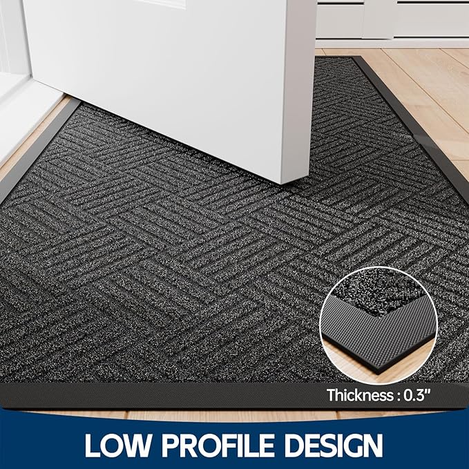 Front Door Mat Outside Entrance, 6' x 3' Heavy Duty Indoor Outdoor Door Mats for Entryway, Trap Dirt Outdoor Doormat Low Profile, Non Slip Welcome Mats for Front Door, Artificial Grass