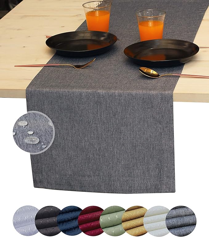 Grey Table Runner 120 inch, Outdoor Dresser Scarf, Waterproof Gray Coffee Table Runner, Long Dining Table Runners, Decor for Fiesta, Dinner Parties, Wedding, Easter, Mothers Day, Birthday