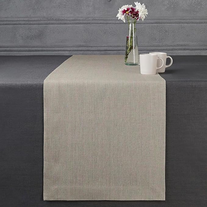 D'Moksha Homes Linen Natural Table Runner 120 Inches Long - 100% Pure Linen Dining Table Runner 14 x 120 Inch for Valentines, Holiday - Machine Washable
