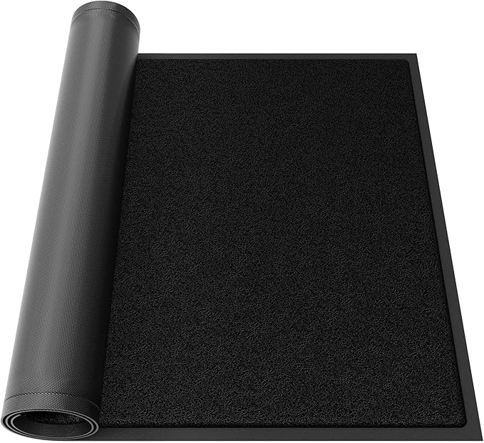 Large Front Door Mat, 48" x 72" Heavy Duty Outdoor Indoor Mats to Trap Dirt and Moisture, Non-Slip Waterproof Doormat Inside Entrance, Washable Welcome Mats for Home Entryway（Black）