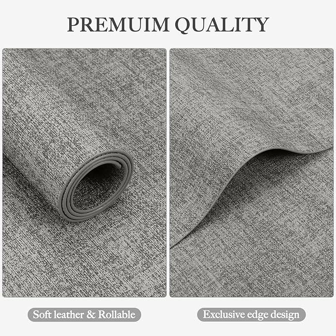 Faux Leather Heat Resistant Placemats Set of 4 – Waterproof Oilproof Wipeable Dining PU Place Mat Easy Clean Table Mats for Kitchen/Dining/Party/Holiday, Light Grey