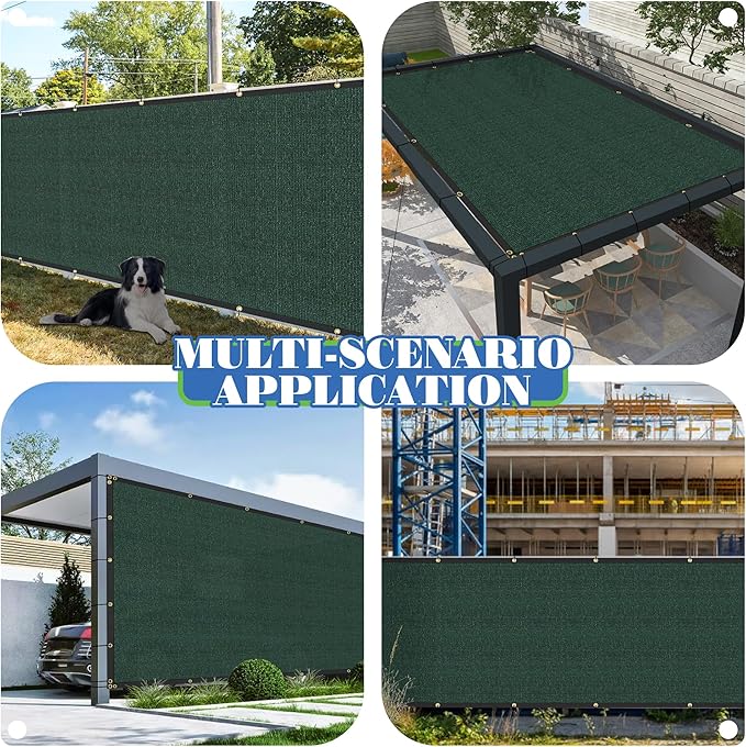 ECOOPTS 4'x9' Privacy Fence Screen Windscreen with Copper Grommets, Fit for Commercial Fence and Residential Garden Outdoor 90% UV Blockage, Cable Zip Ties Included (Green)