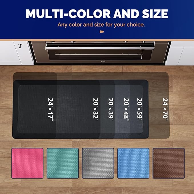 FEATOL Anti Fatigue Mat for Standing, 9/10 Extra Thick Ergonomic Standing Desk Mat, Comfort & Durable Memory Foam Standing Mat at Home,Office All Day (20" x 39", Black, 2PC)