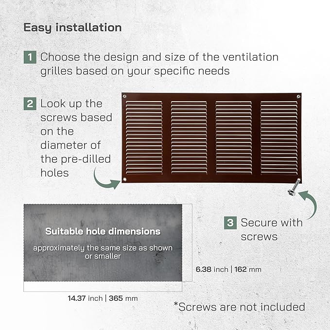 Vent Systems 16" x 8" Inch (Overall Dimensions) - Brown - Air Vent Cover Metal Air Return Grill - Built-in Pest Guard Screen - HVAC Vent Duct Cover for Home Improvement