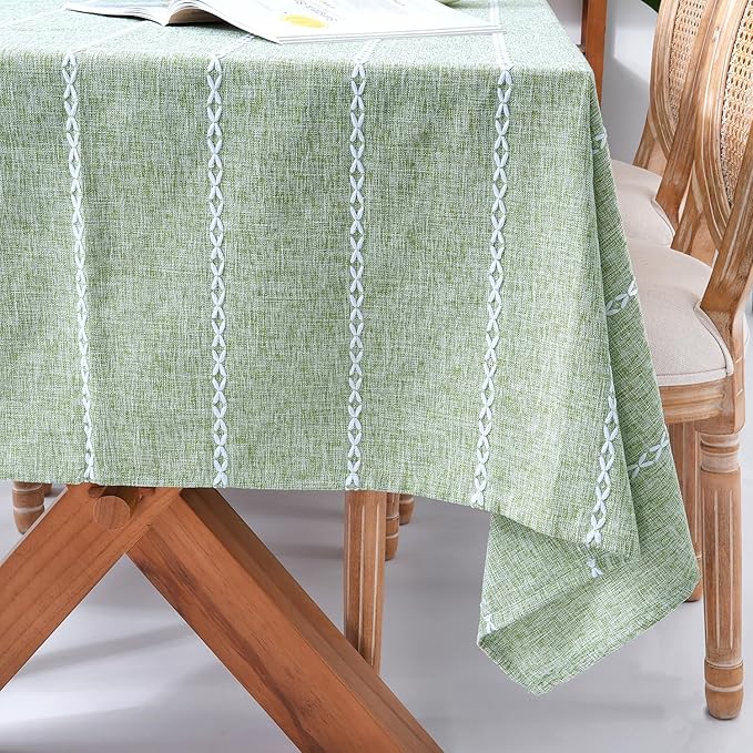 Chassic 54 x 72 inches Farmhouse Style Linen tablecloths, Wrinkle Resistant Washable Dining Room Table Cloths for Small Rectangle Tables - Sage Green