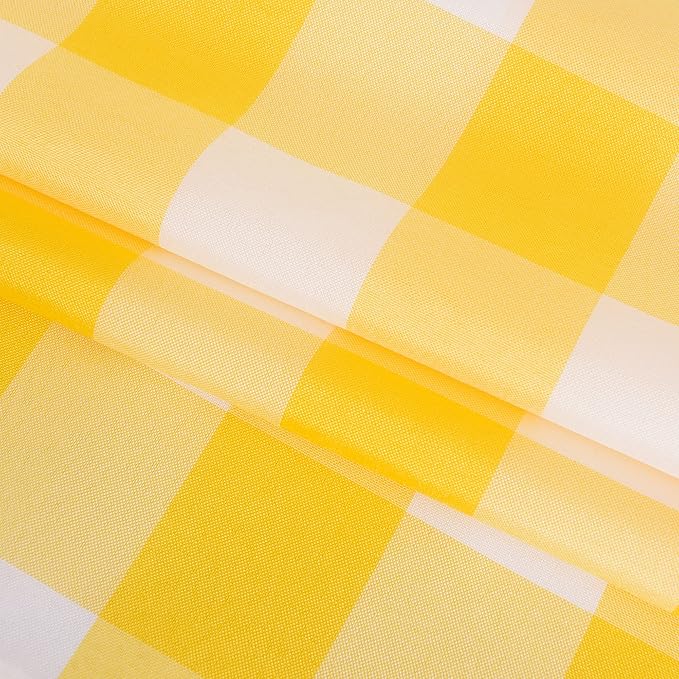 Cupuamon 2 Pack Waterproof Polyester Fabic Rectangle Checkered Tablecloth，60x102 Outdoor Table Cloth，Oil Stain Prevention Table Cloth for Pinics and Parties（Yellow and White）