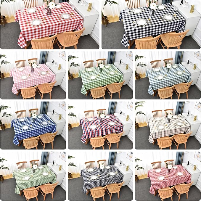 Waterproof Checkered Tablecloth Fabric - Rectangle 58x84 Inch Classic Gingham Buffalo Plaid Table Cloth for Indoor/Outdoor Use - Washable Table Cover for Kitchen, BBQs, and Parties
