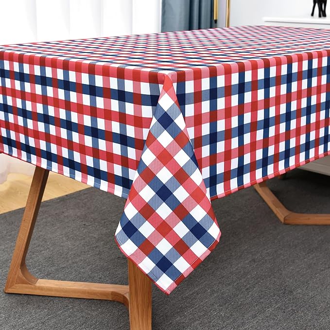 Classic Gingham Buffalo Tablecloth Fabric - Oblong 90x156 Inch Water Proof Checkered Table Cloth for Indoor Outdoor - Table Cover for Birthday, Picnics, BBQs, and Parties