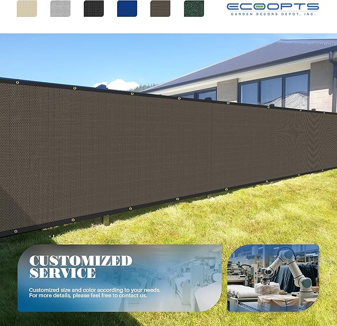 ECOOPTS 8'x109' Privacy Fence Screen Windscreen with Copper Grommets, Fit for Commercial Fence and Residential Garden Outdoor 90% UV Blockage, Cable Zip Ties Included (Brown)