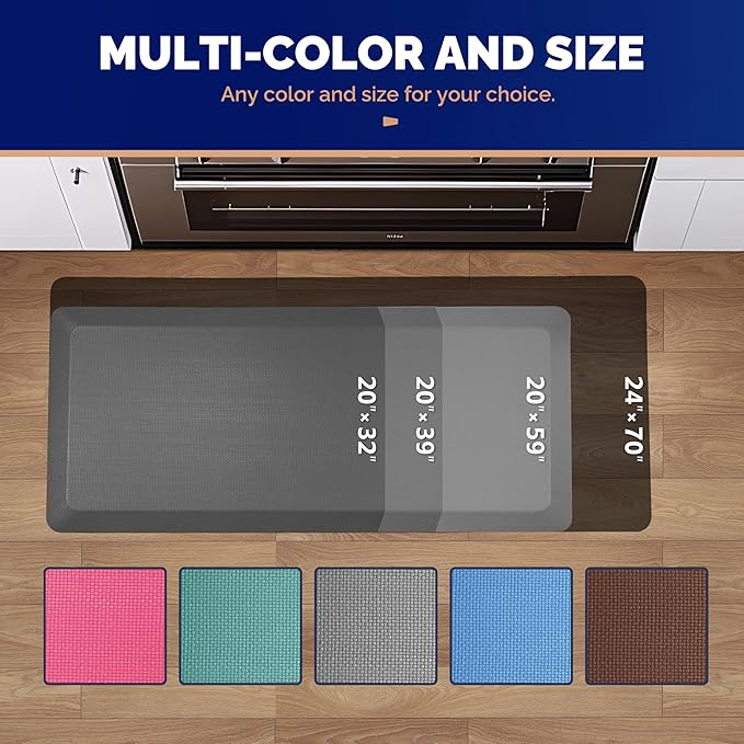 FEATOL Anti Fatigue Mat for Standing, 9/10 Extra Thick Ergonomic Standing Desk Mat, Comfort & Durable Memory Foam Standing Mat at Home,Office All Day (20" x 39", Gray, 1PC)