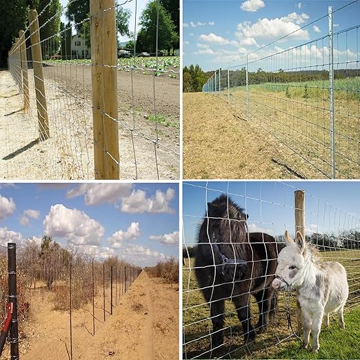 10GA 2.2MM Super Thick Heavy-Duty Farm Fence 4ft x 100ft Heavy Zinc Coating Cattle Fence,Galvanized Field Wire Fencing Deer Fence,Goat Fence,Hog Wire Fencing for Yard Livestock & Animals Protection