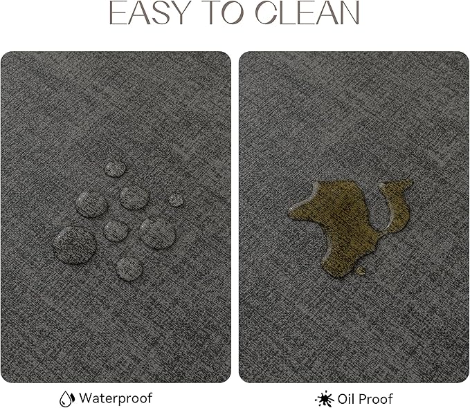 Romanstile Vinyl Placemats Set of 12-12 X 17 Inch - Heat Resistant Place Mats 100% Waterproof Oilproof Wipeable Reversible Faux Leather Table Mats for Kitchen, Dining, Party, Outdoor, Charcoal