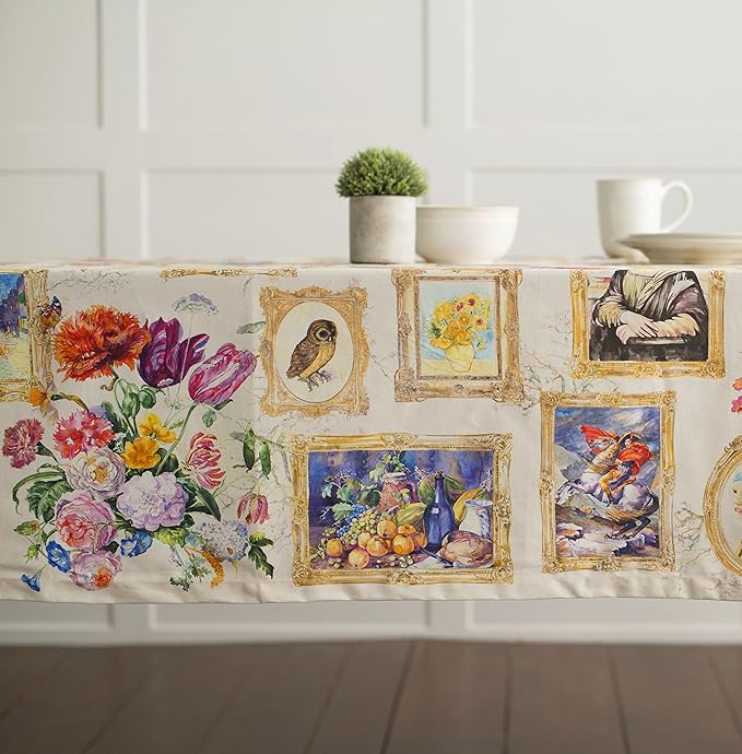 Maison d' Hermine Table Cloth Square Table 100% Cotton 60 x 60 Inches Tablecloth Reusable Decorative Everyday Use for Dining Room, Farmhouse, Home, Party, Festive & Wedding Spring Summer - Masterpiece