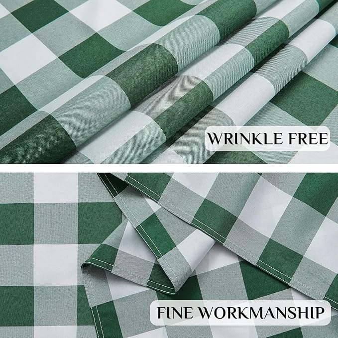 Softalker Gingham Checkered Tablecloth Rectangle - Outdoor Waterproof Buffalo Plaid Table Cloth, Stain Resistant Washable Table Cover for Picnic, Camping - Green and White, 2 Pack - 60 x 102 Inch