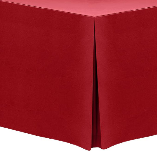 Ultimate Textile -5 Pack- 5 ft. Fitted Polyester Tablecloth - Fits 30 x 60-Inch Banquet and Folding Rectangular Tables - 42" H, Holiday Red