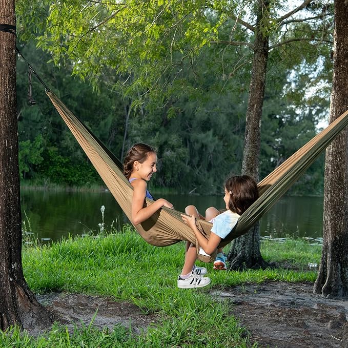 ecox Outdoors Parachute Hammock Single with 2 Tree Straps, Portable Lightweight Nylon Comfortable for Backpacking, Camping, Travel, Beach, Backyard, Patio, Hiking