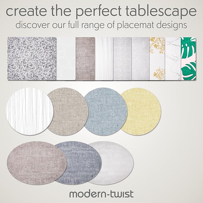modern-twist 14" x 16" Silicone Rectangular Placemat, BPA, PVC-Free Table Mat, Dishwasher Safe, Cocoon Print in Silver, Pack of 1