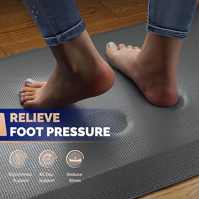FEATOL Anti Fatigue Mat for Standing, 9/10 Extra Thick Ergonomic Standing Desk Mat, Comfort & Durable Memory Foam Standing Mat at Home,Office All Day (20" x 39", Gray, 1PC)
