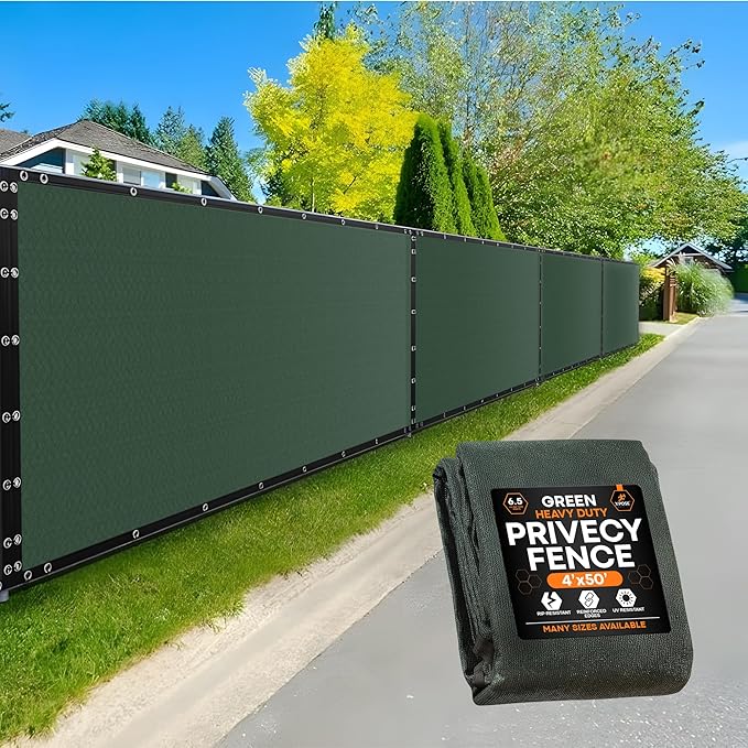Xpose Safety Privacy Fence Screen 4’ x 50’ – Heavy Duty Green Mesh with 90% Visibility Block, UV Protection – for Garden, Yard, Nursery, Kennel, Dog Run, Greenhouse