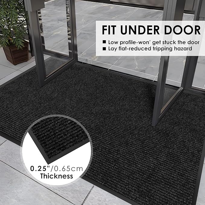 2′ x 26′ Front Door Mat Indoor Outdoor Entrance, Commercial Floor Mat Heavy Duty Dirt Trapper Entryway Doormat, Custom Size Non Slip Rubber Backing Welcome mat, Door Mat for High Traffic Area