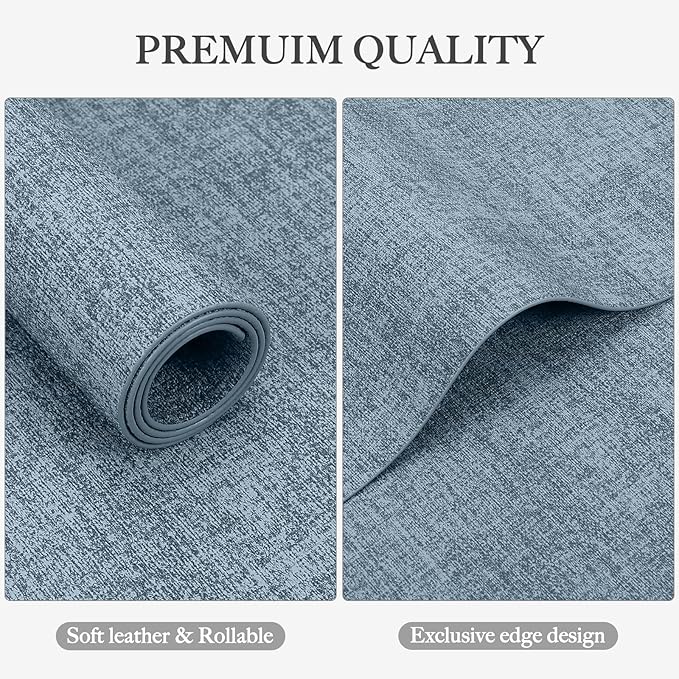 Faux Leather Heat Resistant Placemats Set of 4 – Waterproof Oilproof Wipeable Dining PU Place Mat Easy Clean Table Mats for Kitchen/Dining/Party/Holiday, Blue