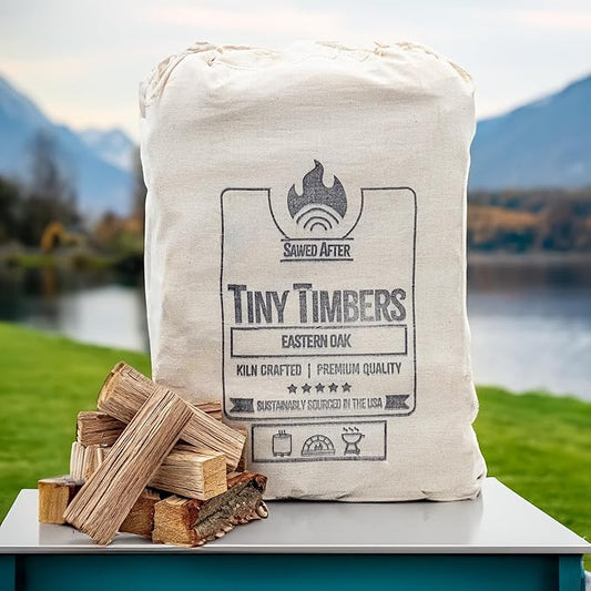 The Tiny Timbers USDA Grade Kiln Dried Hardwood for Table Top Fire Pit and Pizza Oven | Compatible with Solo Stove Mesa & Mesa XL | 5" Splits | USA Sourced | 15 lb. | 1000+ cu. in. | Eastern Oak