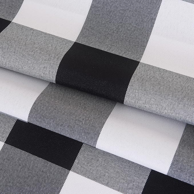 Cupuamon 2 Pack Waterproof Polyester Fabic Square Checkered Tablecloth，54x54 Outdoor Table Cloth，Oil Stain Prevention Table Cloth for Pinics and Parties（Black and White）
