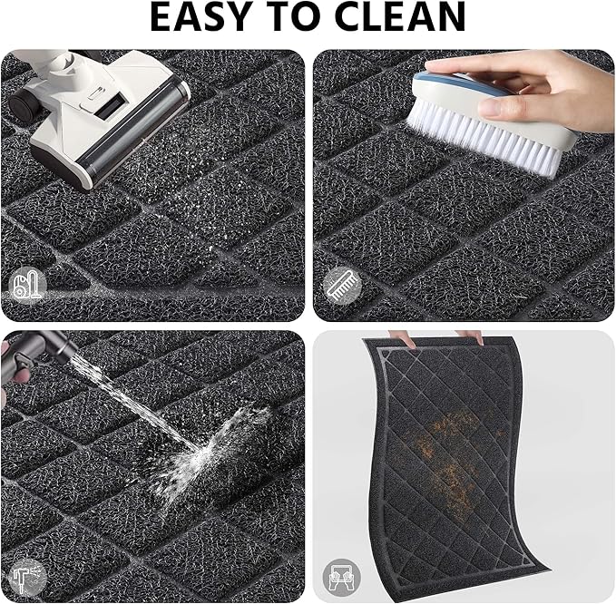 Front Door Mat Indoor Outdoor Entrance, 36" x 60" All-Season Heavy Duty Waterproof Doormat, Non-Slip Absorbent Entryway Mat, Easy to Clean, Low Profile Commercial Floor Mat for Indoor Outdoor