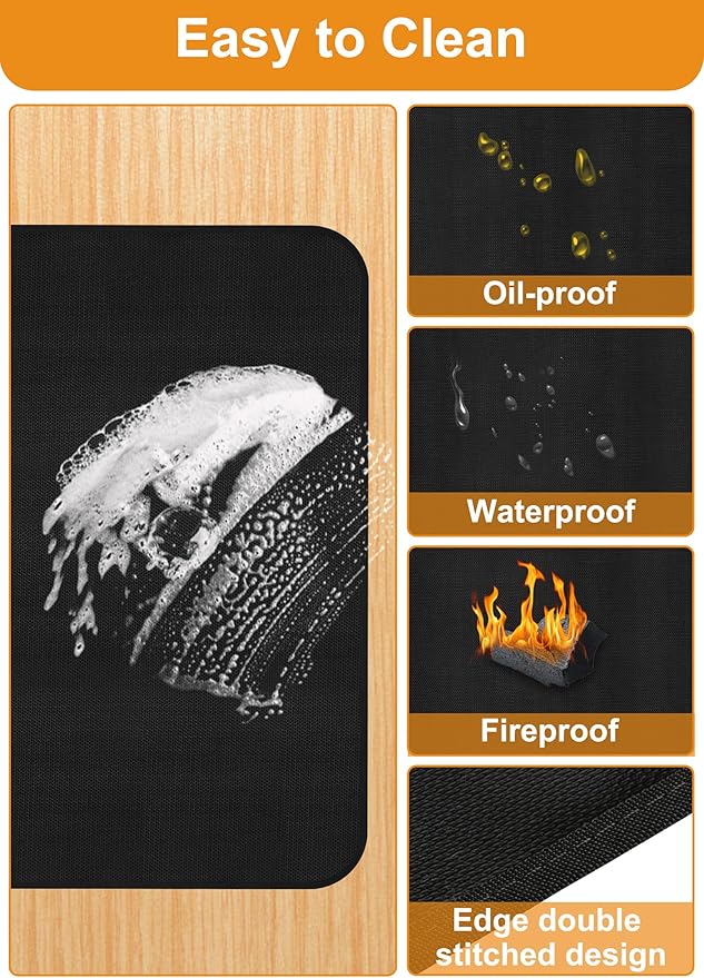 24×31 inches Heat Resistant Grill Mats for Countertop & Table, Fireproof Mats for Outdoor Grill, Portable Charcoal Grill, Gas Grill, Pizza Oven Compatible with Blackstone, Ninja, Black