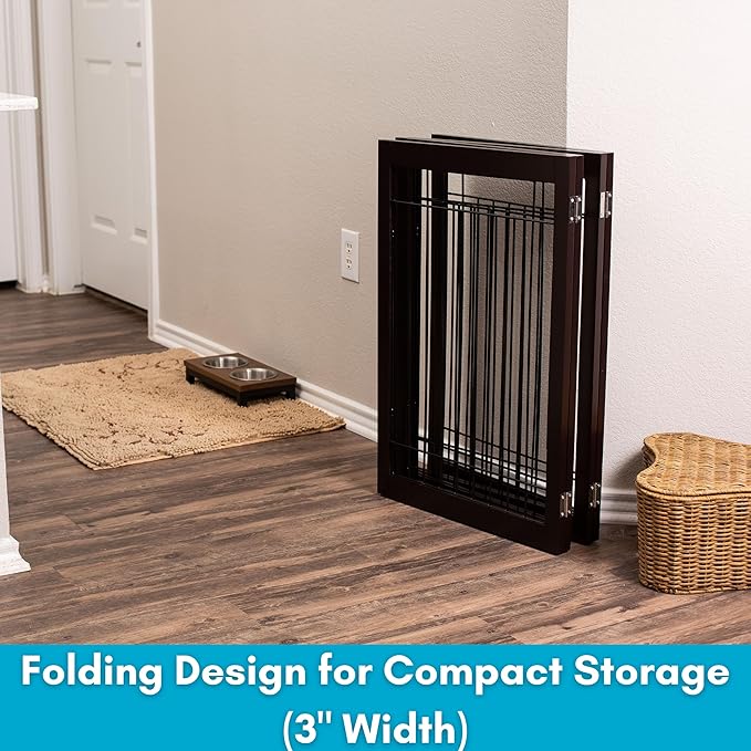 Internet's Best Traditional Wire Dog Gate - 4 Panel - 30" Tall - Espresso