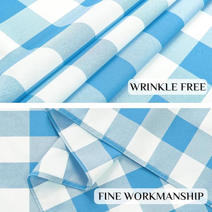 Softalker Gingham Checkered Tablecloth Rectangle - Outdoor Waterproof Buffalo Plaid Table Cloth, Stain Resistant Washable Table Cover for Picnic, Camping, Dining - Blue and White, 54 x 120 Inch