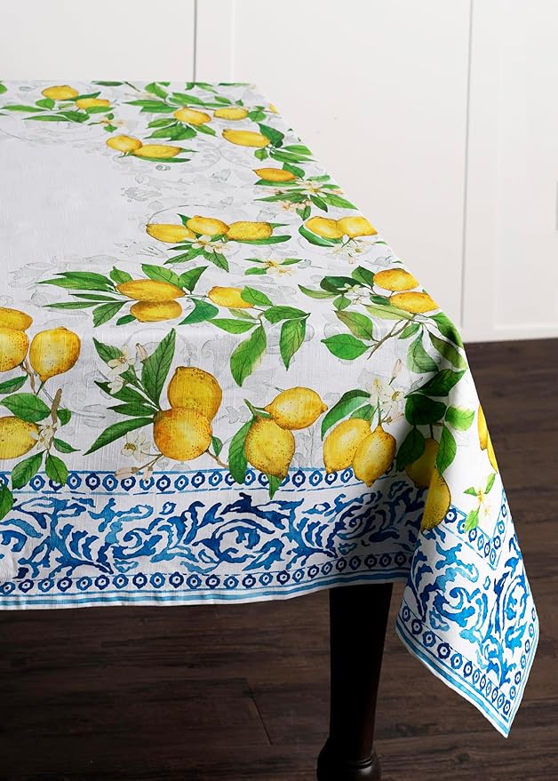 Maison d' Hermine Table Cloth Rectangle Table 100% Cotton 54 x 72 Inches Tablecloth Reusable Decorative Everyday Use for Dining Room, Farmhouse, Home, Party, Festive & Wedding Spring Summer - Cedrat