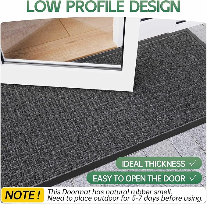Front Door Mat Outside Entrance, 6' x 2' Heavy Duty Outdoor Mats for Entryway, All Season Weather Outdoor Doormat, Natural Rubber Non Slip Welcome Mats for Front Door