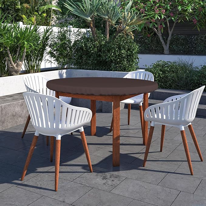 Covers & All Round Table Top Cover, 18 Oz Heavy Duty Waterproof UV & Weather Resistant Patio Table Cover, Outdoor Table Cover for Patio Outdoor Furniture & Coffee Table (44" Dia x 4 H Inches, Coffee)