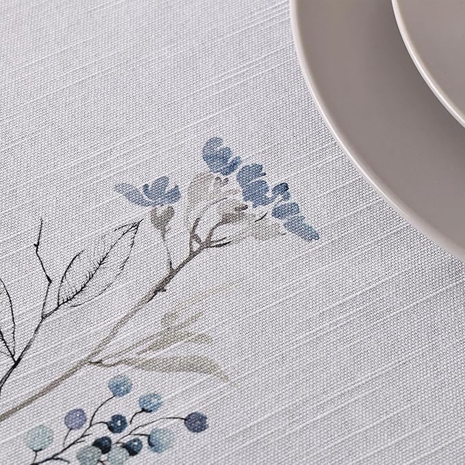 Maison d' Hermine Table Cloth Rectangle Table 100% Cotton 60 x 120 Inches Fall Tablecloth Reusable Everyday Use for Thanksgiving Christmas Decorations Dining Farmhouse Party (Ice Florals)