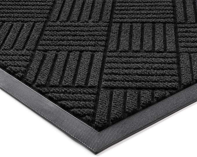 Front Door Mat, Heavy Duty Indoor Outdoor Doormat, 72" x 24" Low Profile Outdoor Mats for Home Entrance, Stain and Fade Resistant Welcome Mat Ideal for High Traffic Area, Diamond Black