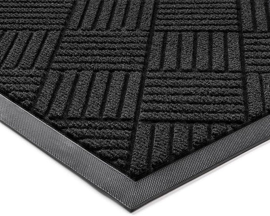Front Door Mat, Heavy Duty Indoor Outdoor Doormat, 72" x 24" Low Profile Outdoor Mats for Home Entrance, Stain and Fade Resistant Welcome Mat Ideal for High Traffic Area, Diamond Black