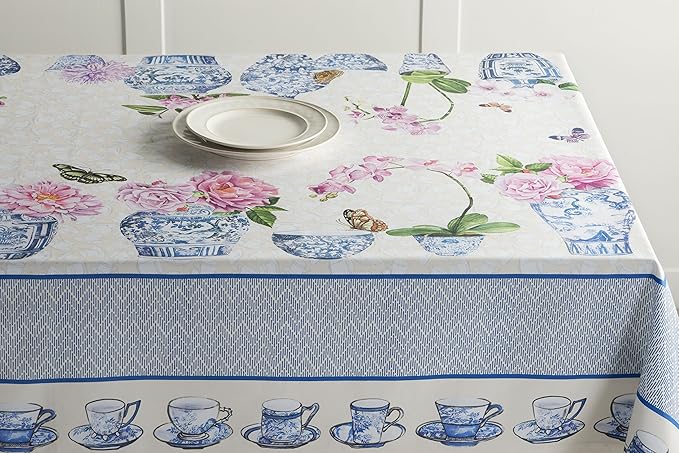 Maison d' Hermine Table Cloth Rectangle Table 100% Cotton 70 x 120 Inches Tablecloth Reusable Decorative Everyday Use for Dining Room, Farmhouse, Home, Party, Festive & Wedding Spring Summer - Canton