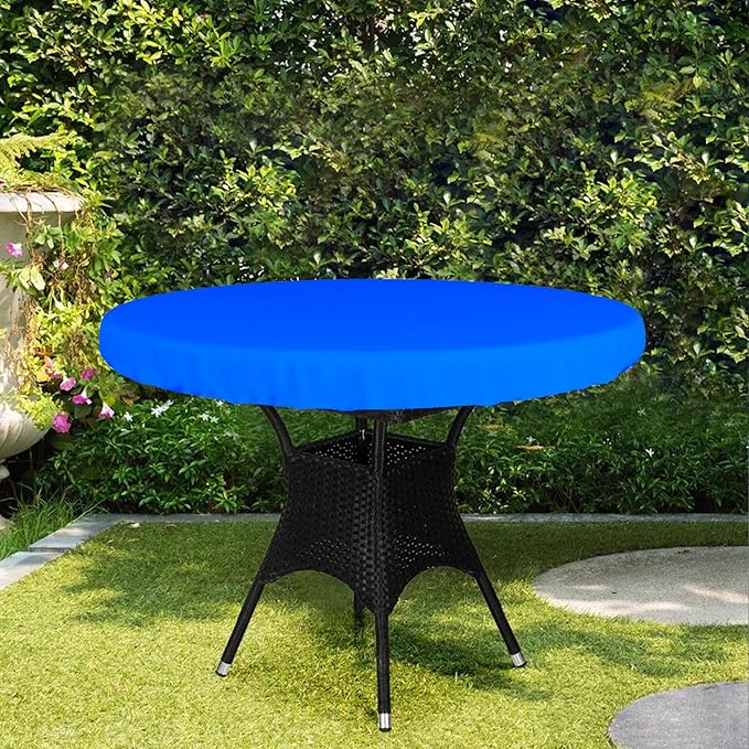 Covers & All Round Table Top Cover, 18 Oz Heavy Duty Waterproof UV & Weather Resistant Patio Table Cover, Outdoor Table Cover for Patio Outdoor Furniture & Coffee Table (48" Diameter x 4”H, Blue)