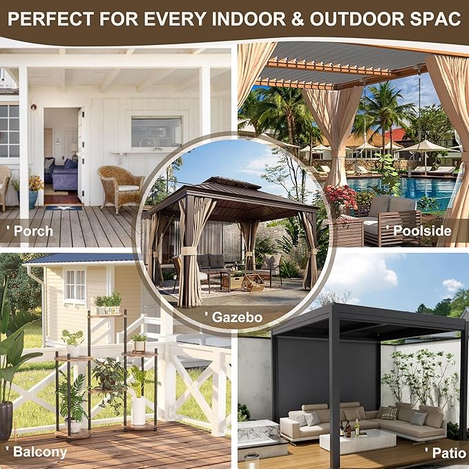 HolidayIdeas Outdoor Patio Curtains Waterproof with Rod Pocket 4 Panels 54x84 Inch- Weatherproof Balcony Outdoor Curtains for Apartments,Porch, Gazebo, Pergola, Sliding Glass Door, Grey