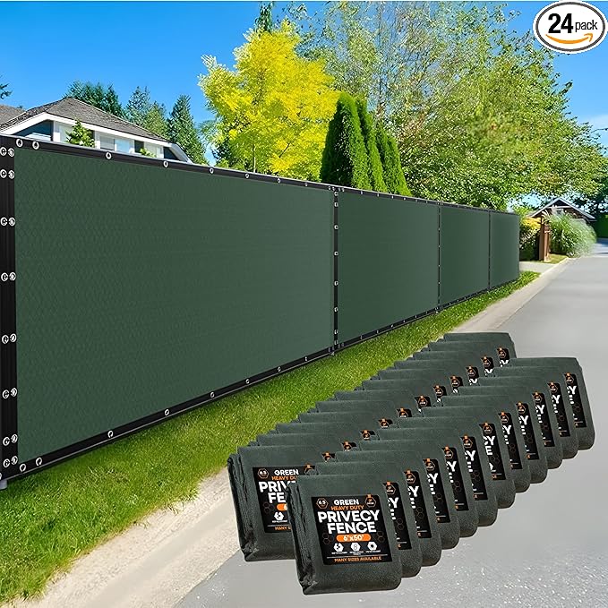 Xpose Safety Privacy Fence Screen 6’ x 50’ (24 Pack) – Heavy Duty Green Mesh with 90% Visibility Block, UV Protection – for Garden, Yard, Nursery, Kennel, Dog Run, Greenhouse