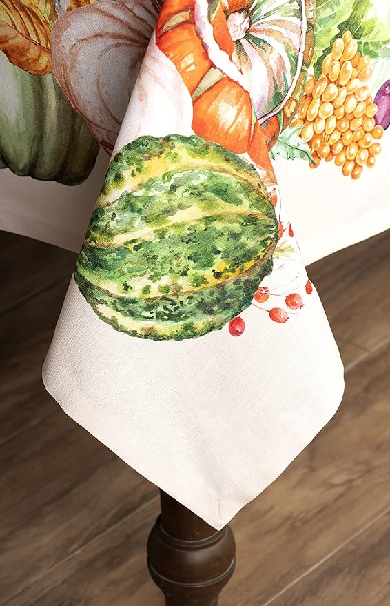 Maison d' Hermine Table Cloth Rectangle Table 100% Cotton 70 x 120 Inches Fall Tablecloth Reusable Everyday Use for Thanksgiving Christmas Decorations Dining Farmhouse Party (Lumina)