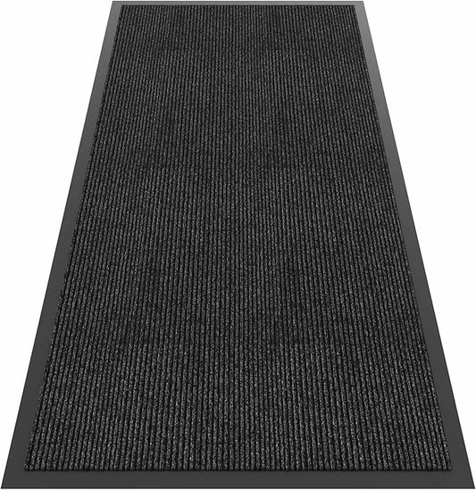 Front Door Mat, 4'x8' Indoor Outdoor Door Mat, Commercial Industrial Entrance Doormat, Heavy Duty Welcome Mat, Rubber Backing Non Slip Doormat for Entryway, Grey