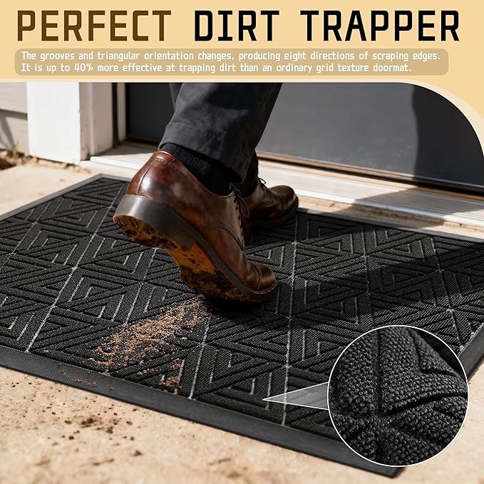 Yimobra Front Door Mat Outside Entrance 72 x 24, Waterproof and Washable Outdoor Mat, Non Slip Rubber Backing, Heavy Duty Welcome Matt for Home Entry Floor Porch Garage Office, Low Profile, Black
