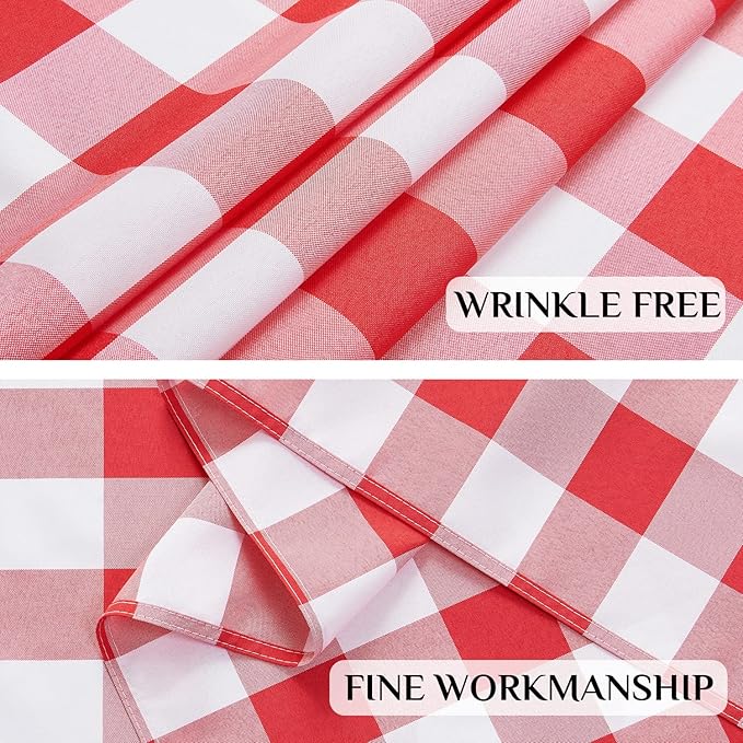 Softalker Gingham Checkered Tablecloth Rectangle - Outdoor Waterproof Buffalo Plaid Table Cloth, Stain Resistant Washable Table Cover for Picnic, Camping, Dining - Red and White, 60 x 84 Inch