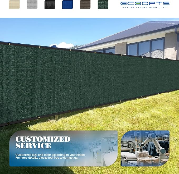 ECOOPTS 4'x48' Privacy Fence Screen Windscreen with Copper Grommets, Fit for Commercial Fence and Residential Garden Outdoor 90% UV Blockage, Cable Zip Ties Included (Green)