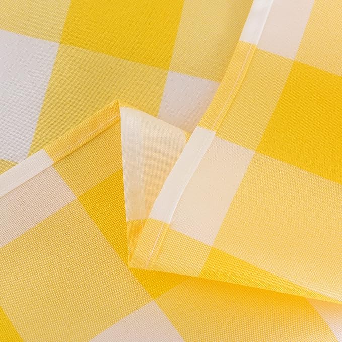 Cupuamon 2 Pack Waterproof Polyester Fabic Rectangle Checkered Tablecloth，60x102 Outdoor Table Cloth，Oil Stain Prevention Table Cloth for Pinics and Parties（Yellow and White）