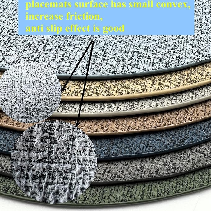 WAZAIGUR Washable Wipeable Waterproof Heat Resistant Faux Leather Placemats Set of 6,PU Palce Mats for Indoor and Outdoor,Easy to Clean Table Mats,Navy Blue