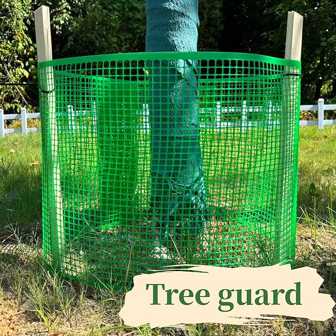 PotatoLife Plastic Wire Mesh Fence, Balcony Fence for Baby and Pets, Safety Fence, Stair Protector, Poultry, Garden, Tree Support, Durable Material, Free Zip Ties (Green, 15.7'' x 10')