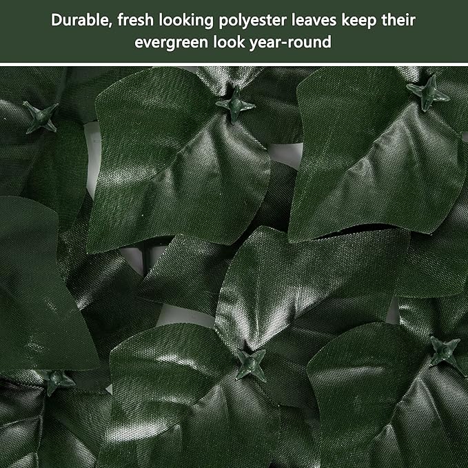 Faux Ivy Fence Privacy Screen Outdoor Expandable Artificial Greenery Roll Fake Hedge Wall Patio Green Plastic Leaf Plant Vine Grass Panels Gate Covering Garden Yard Balcony (157.5 X 39.4 in)